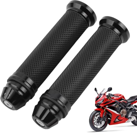 Manopole Moto, 1 Paio Universali 22/24Mm Antiscivolo Per Scooter E Ciclomotori (Nero)