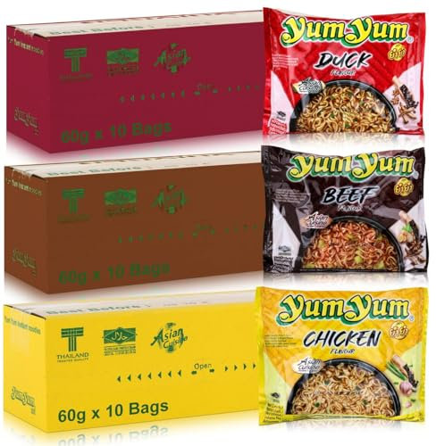 30 x 60g YumYum Instant Nudelsuppen Ente - Rind - Huhn Yum Yum Chicken Beef Duck