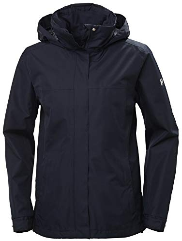 Helly-Hansen Women's Aden Waterproof Windproof Breathable Packable Hood Rain Coat Jacket, 597 Navy, X-Large