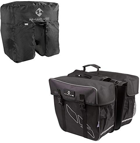 M-Wave Amsterdam - Bolsa de Doble alforja Unisex para Adultos con Cubierta de Lluvia, Color Negro