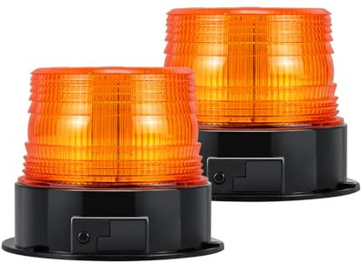 Dinfu 2pcs LED Rundumleuchte akku, Rundumleuchte Gelb 12V Kabellose Magnet Warnleuchte Orange Warnlicht Blinkleuchte Strobe Beacon Light für Auto LKW Traktor KFZ UTV SUV J-eep