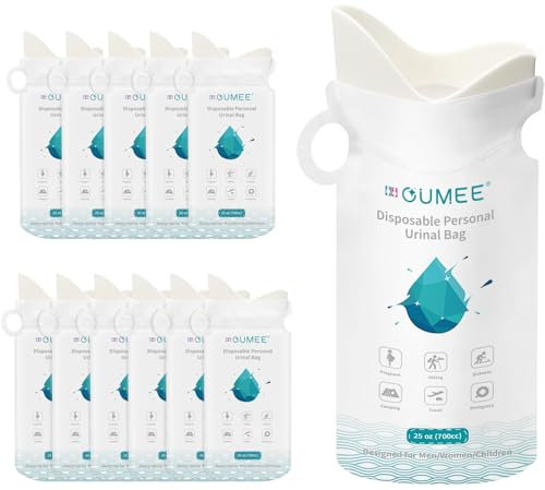 OUMEE WowTowel 8 Pack Disposable Urinal Bags, Camping Pee Bags, Unisex Urine Bags Vomit Bags for Travel Urinal Toilet Traffic Jam Emergency Portable Toilet Bee Bag for Men Women Kids Children Patient