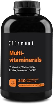 Multivitamin Hochdosiert, 240 hochdosierte Komplex-Kapseln | Alle Wertvollen A-Z Vitamine und Mineralstoffe | Premium-Rohstoffe, Multivitamintabletten mit 27 Bioaktiv-Formen | Zenement