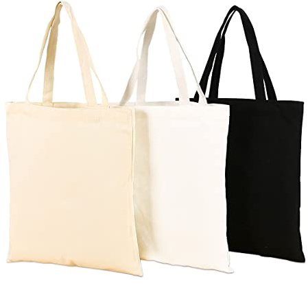 CINGHIA Baumwolltasche,Jutebeutel Unbedruckt,3 Stück Leinenbeutel Unbedruckt 34x40cm Stoffbeutel Langer Henkel,Wiederverwendbare Stofftaschen Mit Griff, Stofftaschen Zum Bemalen en Zum Bemalen