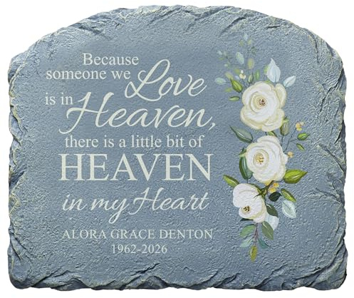 Let's Make Memories Personalized Memorial Garden Stone - Sympathy - Loss of Loved One - Grave Marker - Condolences - Indoor/Outdoor - Durable Resin - for Loved Ones in Heaven
