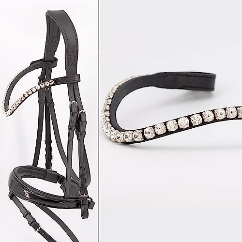 Heinick Trense Performance Schwedisch Lack Abnehmbarer Sperrriemen Schnallen ~ Vollblut ~ Auswahl (Stirnriemen Quick-Change Glow-Silver)