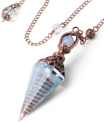 XIANNVXI Aqumarine Pendule Divinatoire Pendule de Cristal Aigue-marine Pendule de Cristal pour La Radiesthésie,Fournitures de Sorcellerie,Outils de Divination