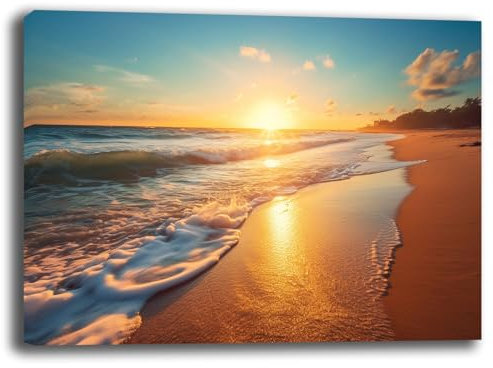 Printerland Quadro Moderno Tramonto MARE Sabbia Quadri moderni soggiorno da Parete XXL grande Stampa su tela Canvas Decorazione Murale muro Arredo Camera da letto Cucina Hotel B&B (4, 30x40 cm)