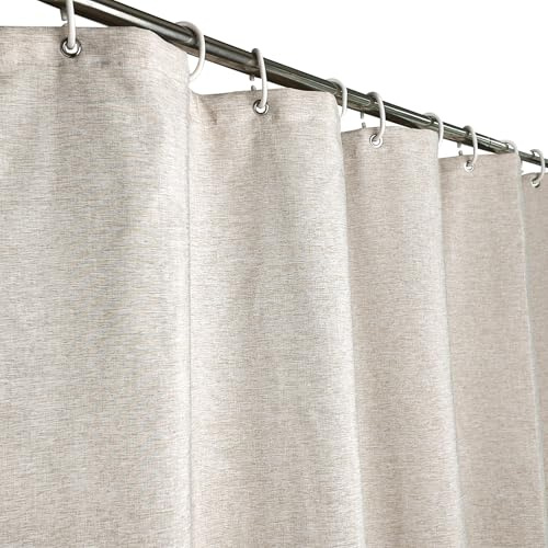 YISURE Duschdraperi beige konstlina, badgardin textiltyg tunglastområde vattentät, bredd 200 x höjd 240 cm