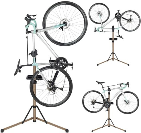 Favoto Fahrrad Montageständer Reparaturständer Schnellspanner Lenkerhalter mit Werkzeugablage für bis 27kg Fahrräder Höhenverstellbar Klappbar (Nicht für E-Bikes)