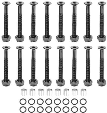 PATIKIL Skateboard Hardware Kit, 56pcs, Black Carbon Steel Screws, Nuts, Washers, Spacers for Skateboard Truck Wheel, 1-1/4
