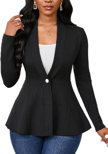 Blazer Jackets for Women Open Front Long Sleeve Casual Work Office Blazers Black