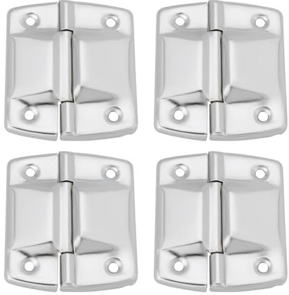 VGOL Lot de 4 Charnières de Support 51 X 46 Mm Plaquées Argent Autoportantes pour Boîtiers d'équipement DJ Mallettes de Transport Boîte à Outils Charnière de Boîtier en Fer Et Métal