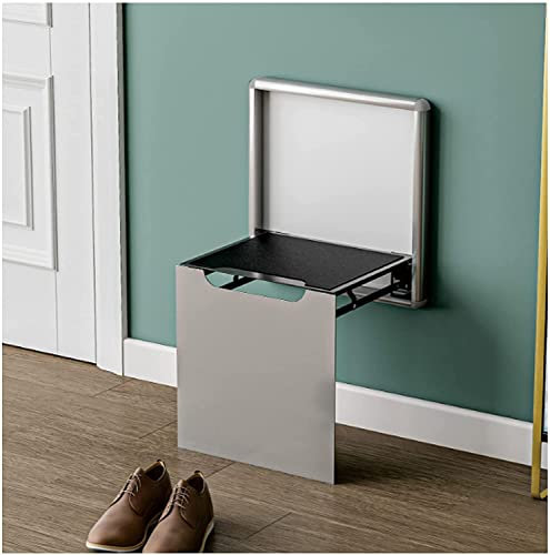 Asiento de ducha plegable montado en la pared, taburete de baño para puerta, color plateado