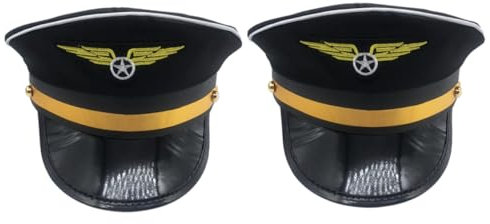 WRITWAA 2pcs Boy Girl's Pilot Hat for Halloween Adjustable Dress up Hat for Boys and Girls Airplane Pilot for Party