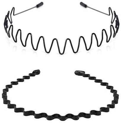 Men's Hair Band Sport Non-Slip Fashion Headband, Metal Hoop for Outdoor Activities, Weddings, and Daily Wear (2pcs)