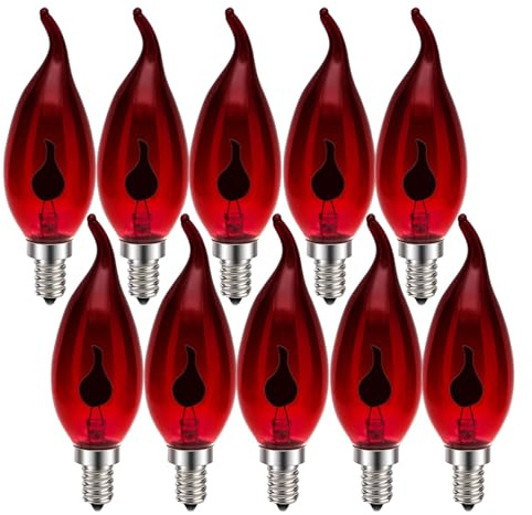 Ruiandsion E14 3W röda flimrande flamlampor, halloween juldekoration LED-lampor för kandelaber, lyktor, fest, 10-pack