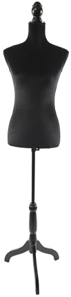 Relaxdays manichino da Sarto Donna, Taglia 36/38, Regolabile 130–167 cm, Rivestimento in Velluto, Base in Legno, Nero