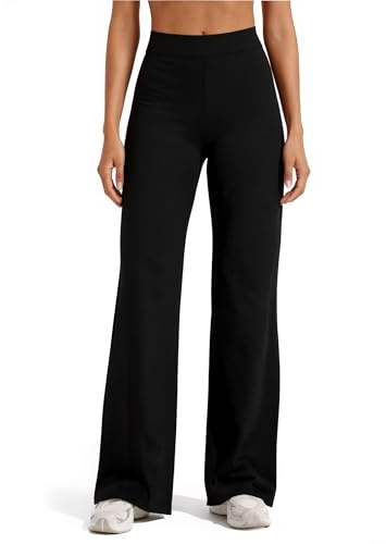 UDILEO Pantaloni Donna Vita Alta Neri Gamba Larga Dritta Yoga Elasticizzati Casual Elegante (IT, Testo, Taglia Unica, Regular, Regular, XL/XXL, Nero)