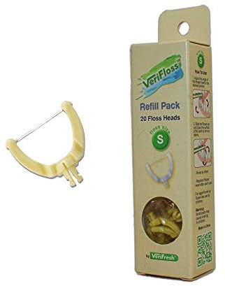 VeriFresh VeriFloss Refill Pack Floss Größe S, Zahnseidenhalter Flosser Nachfüllpack, 20 Stück Zahnseide Ersatzköpfe, Wechselköpfe, Ersatzflosser