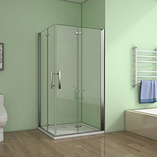 Cabine de douche 110x90x195cm verre anticalcaire porte pliante et pivotante