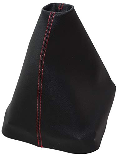 AERZETIX - Cuffia Soffietto - per Leva del Cambio - in Similpelle - pelle Nero con Cuciture Rosso