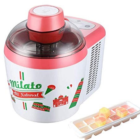 LTLCLZ Sorbetière Turbine Machine À Glace Électrique 600ML Réfrigérante Maintien du Froid Préparation Rapide Compresseur Yaourt Glacé, Sorbet Et Crème Glacée 90W avec Bacs À Glaçons,Rose
