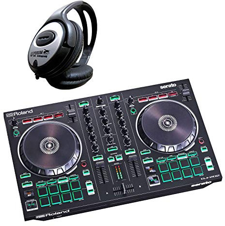 Roland DJ-202 - Controlador DJ USB (2 canales, 4 cubiertas, incluye auriculares Keepdrum)