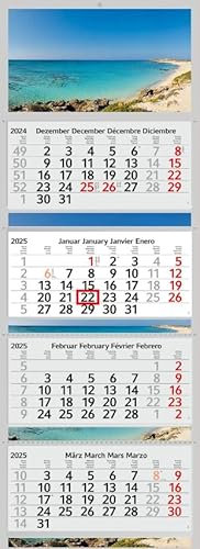 XXL 4 Monatskalender 2026 Elafonisi Beach mit 3/4 Monate Foto Kalender Strand Motiv Mittelmeer Wandkalender ohne Werbung Fotokalender Bürokalender Motivkalender Mehrblockkalender (4 Monatskalender P)