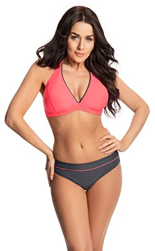 Selente My Secret Bikini badkläder tillverkade i EU i stora storlekar (C-kopp till H-kupa), Nackhållare rosa/grå, 85B