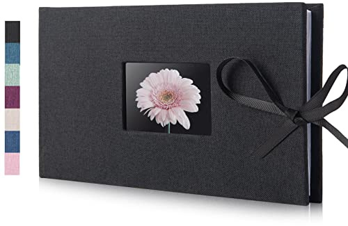 Small Photo Album 4x6, Fabmaker Picture Album Holds 24 Horizontal Photos, Linen Fabric Cover Picture Book for Photos with Front Window, Mini Brag Book Photo Books for Weddings Family Boudoir