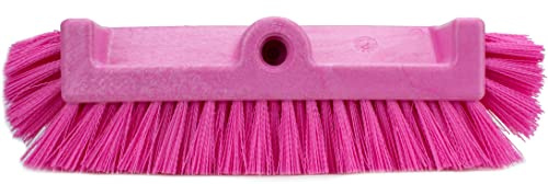 SPARTA 40422EC26 Floor Scrub Brush Head, Multi-Level, Dual Surface Plastic Block with Side Bristles, Crimped Polyester, Threaded Handle Hole, Ideal for Wide and Tight Spaces, BPA Free, 12 Inches, Pink