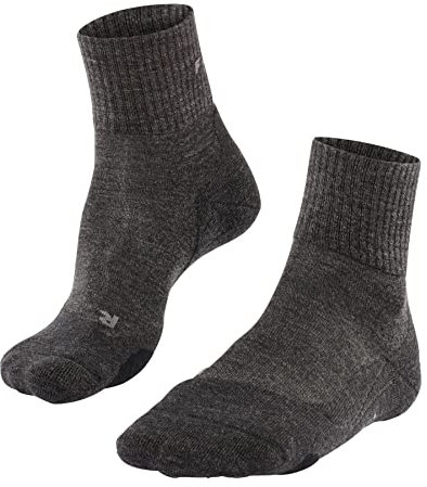 FALKE Herren Wandersocken TK2 Explore Wool Short M Sso Wolle Funktionsmaterial antiblasen dick 1 Paar, Grau Smog 3150, 42-43