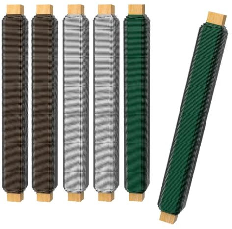 Talvani Basteldraht 6x Grün Silber Schwarz Mix – Hochwertiger Blumendraht zum Basteln – Rostfreier Draht – Verbesserter Bindedraht für Pflanzen lackiert, Ø 0,65 mm | 38 m (Mix, 6er)