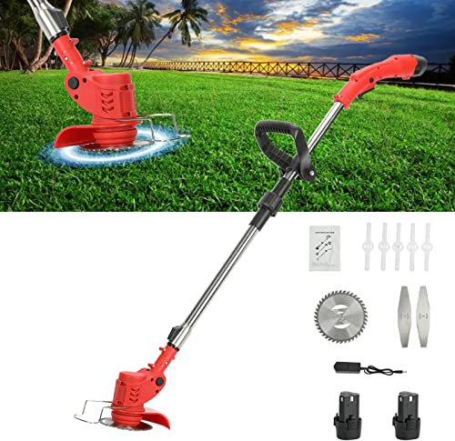 Haloppe 12 V 2000 mAh Cordless Erba String Trimmer con 2 Batterie Caricabatterie, Telescopico Elettrico Erba Tagliaerba Weed Lawn Trimmer Decespugliatore Giardino