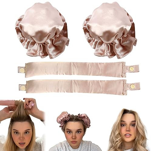 VIKY® 2 Stück Locken Ohne Hitze, Heatless Curls Hat Band Locken über Nacht, DIY Heatless Hair Curler Rolls Set, Haare Locken Lockenwickler für Langes Mittleres Haar Damen Mädchen (Rosa)