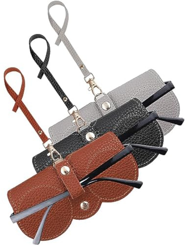 Tiardey 3PCS Étuis à Lunettes pour Femmes Étui à Lunettes Souple Sac de Lunettes de Soleil en Cuir Souple avec Lanière pour Le Rangement des Lunettes de Soleil