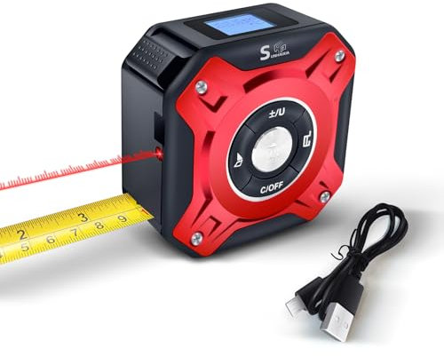 Fitdays Mètre Laser 3-en-1 avec Ligne Croisée | 40m Laser + 5m Ruban AutoBloc | Grand Écran LCD (m/ft/in) & Calculs Surface/Volume | Bricolage, BTP, Professionnels(ZB-3in1-Gris)