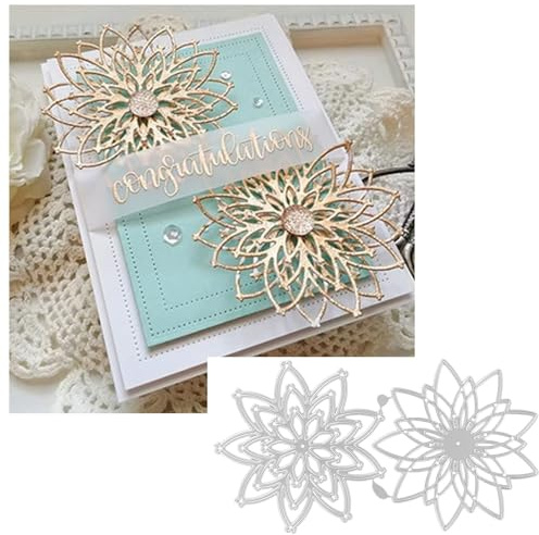 FAWENUCY Scrapbooking Die-Cuts, Happy Birthday Ballon Metal Cutting Dies for Card Making, Paper Craft Punch Template, Background Embossing Stencils, DIY Album Décor (Layer Flower- 14.3x7.7cm)