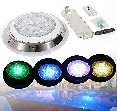 Illuminazione per piscina subacquea, in acciaio inox, subacquea, piscina, spa, parete, luci LED RGB 7 colori con telecomando IP68, impermeabile, per piscine, giardini, acquari, esterni, vasca