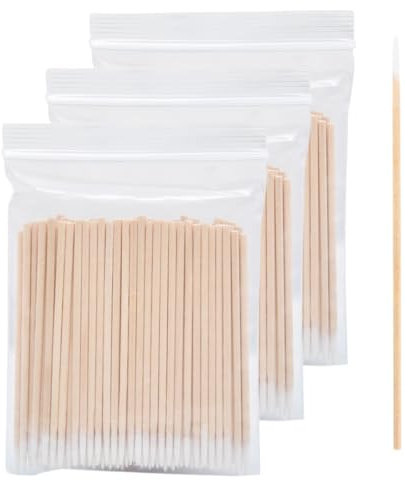 KGDUYC Batuffoli di cotone, dischetti e cotton fioc Dispenser per cotton fioc a punta da 300 pezzi, piccolo cotton fioc con manico in legno, adatto per tatuaggi, sopracciglia, bellezza, trucco