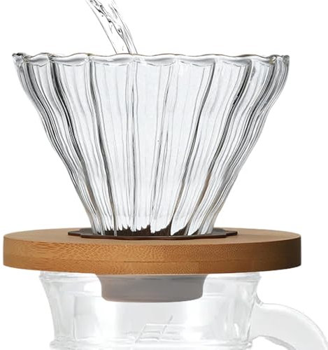 Arrovarp Glass Pour Over Coffee Dripper | Clear Glass Pour Over Coffee Cone with Stand,Reusable Filter Cone, Single Cup Pour Over, Hand Brewed Coffee Filter Cup for Home Workplace