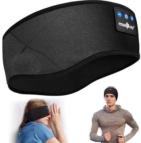 MUSICOZY Sleep Headphones Headband Bluetooth Soft Headphones for Sleeping & Sport with Thin Speakers,Wireless Music Earphones Tech Gifts for Men Women Teens Yoga Workout Fitness Relax Travel