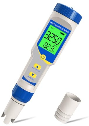 YIYEGO Misuratore di Sale Digitale per Piscina, Phmetro Impermeabile IP67 con ATC, 7 in 1 /TDS/EC/Salinità PH Tester, Misuratore di Salinità PH per Test Durezza Acqua Acquario, Acqua Potabile