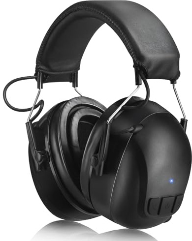 Gel Ear Pads Bluetooth 5.4 Hearing Protection Headphones with 120 Hours Playtime / Integrated Microphone, USB-C Rechargeable Wireless Hearing Protection, 30 dB Ear Protection, Quiet Work/Lawn Mowing