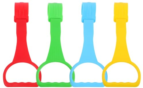 VICASKY 4 Stück Kleinkind Laufhilfering mit Griffen aus Kunststoff in Rot Gelb Blau Grün Laufstall Krafttraining Gleichgewichtshilfe und Steh Unterstützung für Babys