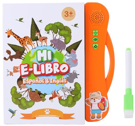 Luocute Jouet Interactif Bilingue, Livre Parlant pour Les Tout-Petits de 3 à 5 Ans, Cahier D'exercices en Espagnol, Fournitures Scolaires Préscolaires en Espagnol et en Anglais