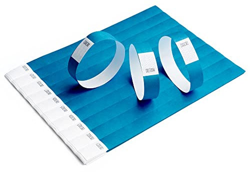 Lote de 100 pulseras de papel tyvek de 19 mm para eventos, festivales - A prueba de rasgaduras (Azul oscuro)