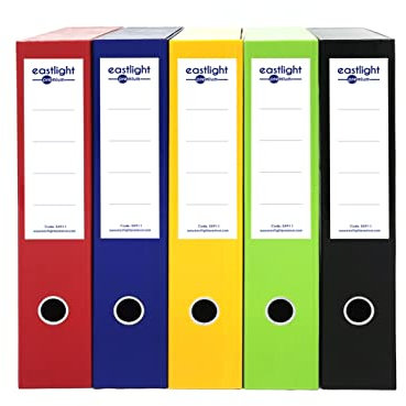 5 x Eastlight Classic Box file, Foolscap Assorted colours