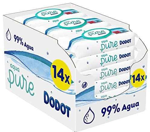 Dodot Toallitas Aqua Pure para Bebé, 99% Agua, 672 Toallitas, 14 Paquetes (14 x 48) de Toallitas para Bebé